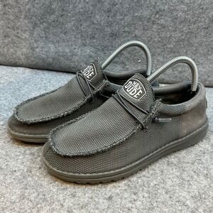 Hey Dude Wally Kids Loafers Charcoal Grey Slip On Shoes Size Boys 6